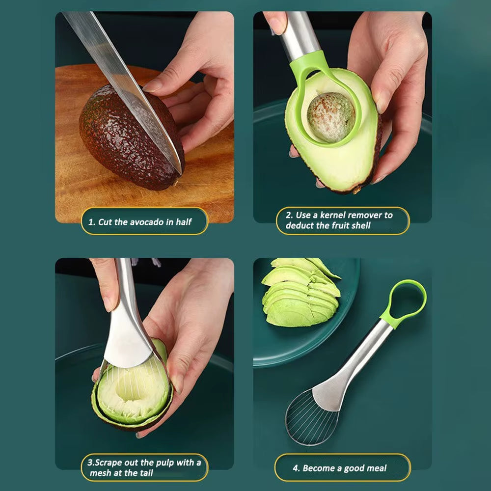 Avocado Knife 2 in 1 Stainless Steel Avocado Cutter Peeler Knife Kiwi Salad Slicer Peeler Kitchen Gadget Fruit Vegetable Tools