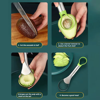 Avocado Knife 2 in 1 Stainless Steel Avocado Cutter Peeler Knife Kiwi Salad Slicer Peeler Kitchen Gadget Fruit Vegetable Tools